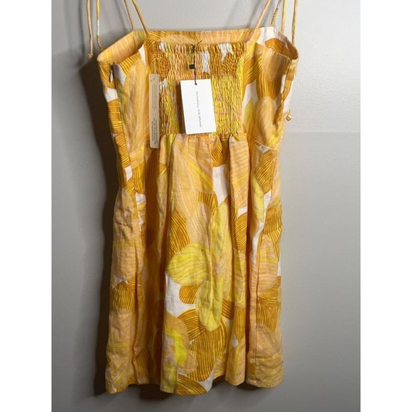 Anthropologie Faithfull The Brand Mini Dress Sundress Yellow Floral Print Size S - Picture 6 of 7